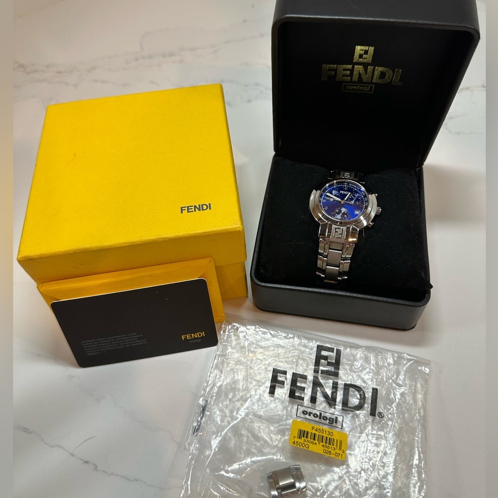 Fendi Silver and Blue Men's Watch